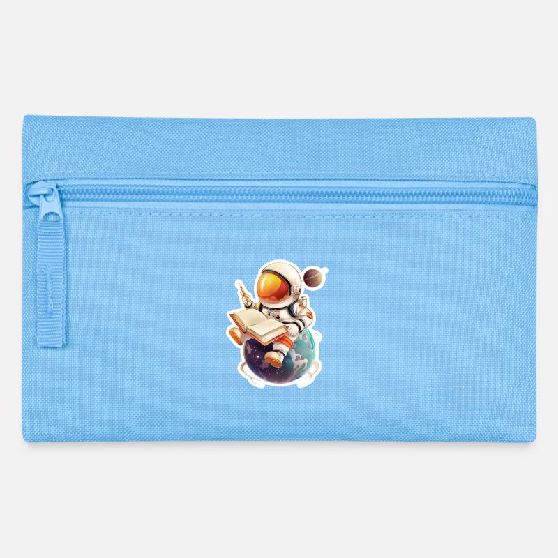 Astronaut reading his diary on a planet - Pencil Case - light blue