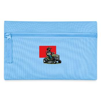 Man on lawn tractor - Pencil Case - light blue - Front