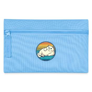 gros, gros, chat blanc aux yeux bleus - Trousse - bleu clair - Devant