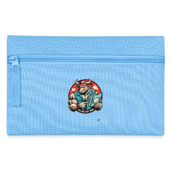 Bodybuilder Taurus Reads Book: You're Soft, Man - Pencil Case - light blue - Front
