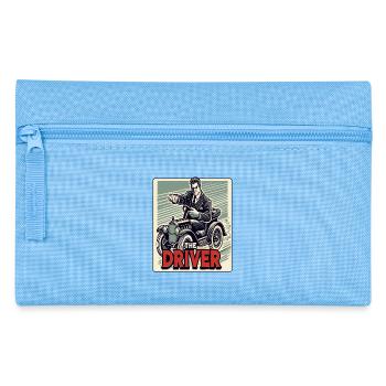 Retro cartoon with vintage car: The driver - Pencil Case - light blue - Front