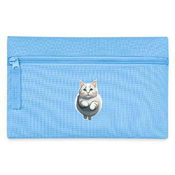 Katze im Sprung - Federtasche - Hellblau - Vorne