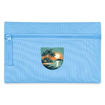 Beach, Palm Tree, Sunset, Holiday - Pencil Case - light blue - Front