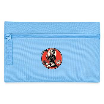 Une joyeuse faucheuse se promène avec un chiot - Trousse - bleu clair - Devant