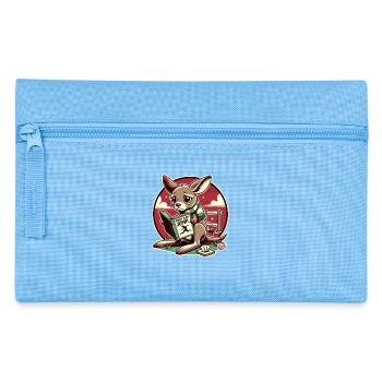 Sad kangaroo reads a book about conformity - Pencil Case - light blue - Front
