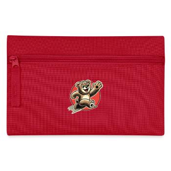 Funny bear, running happy stuffed bear - Pencil Case - red - Front