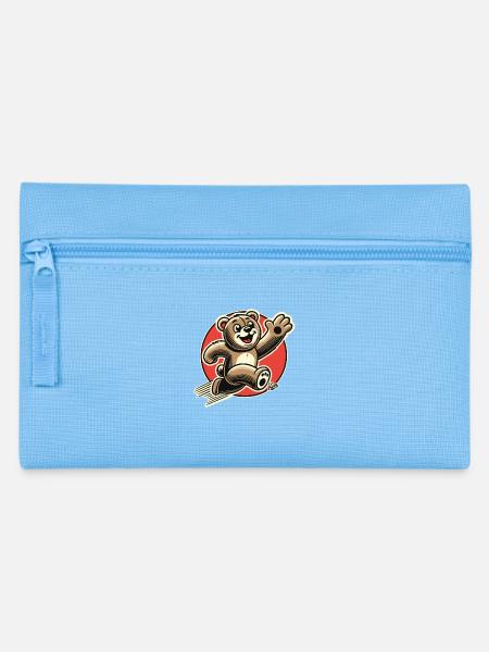 Drôle d’ours, courant heureux ours en peluche - Trousse - bleu clair