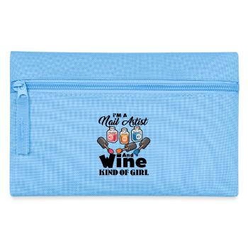 I Am A Nail Artist And Wine Kind Of Girl Shirts - Pencil Case - light blue - Front
