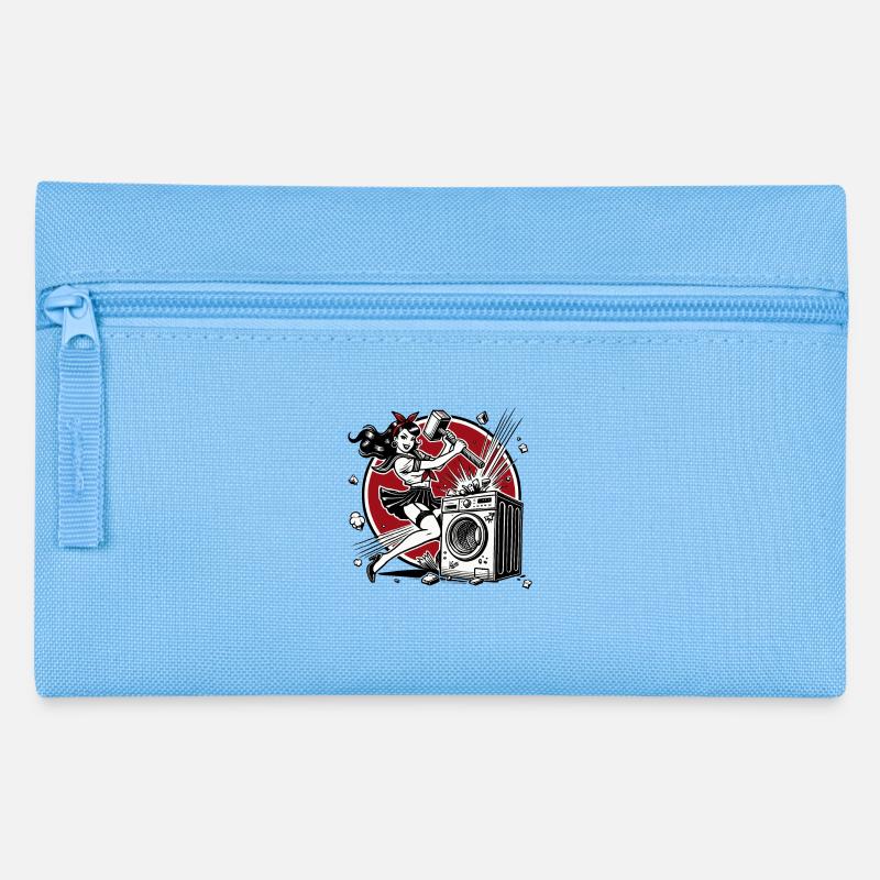 Braves Mädchen zerschlägt die Waschmaschine - Federtasche - Hellblau