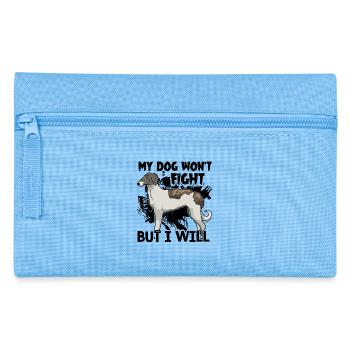 My Borzoi Dog Wont Fight But I Will - Pencil Case - light blue - Front