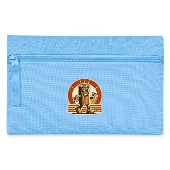 Cheerful wooden block, funny piece of wood - Pencil Case - light blue - Front