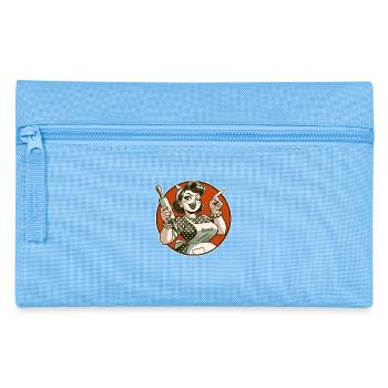 Housewife with rolling pin pointing with finger - Pencil Case - light blue - Front