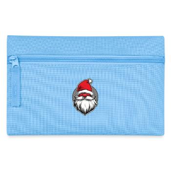 Weihnachtsmann als Gartenzwerg - Federtasche - Hellblau - Vorne
