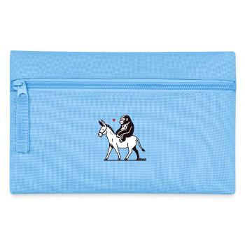Gorilla riding a donkey - Pencil Case - light blue - Front