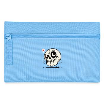 Funny cartoon skull skull with heart - Pencil Case - light blue - Front
