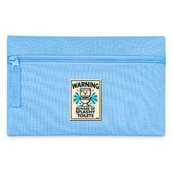 Achtung: Vorsicht vor spritzenden Toiletten - Federtasche - Hellblau - Vorne
