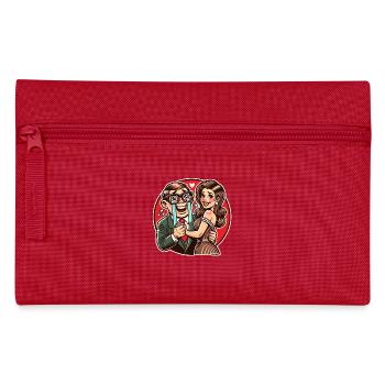 Happy Nerd with Attractive Wife - Pencil Case - red - Front