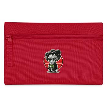 Afro-Punk Cartoon Character with Gas Mask - Pencil Case - red - Front