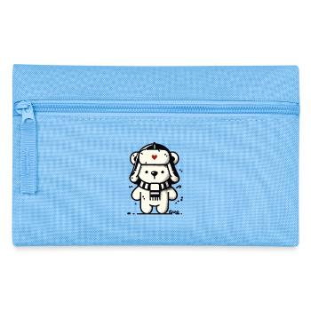 Cute funny bear with scarf and winter hat - Pencil Case - light blue - Front