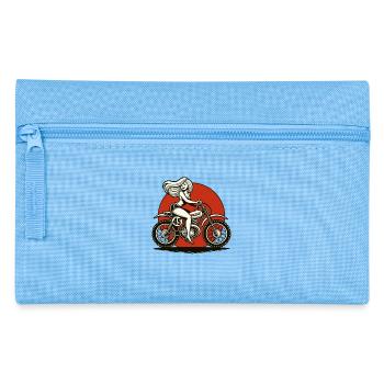 cool girl rides retro motocross motorcycle - Pencil Case - light blue - Front