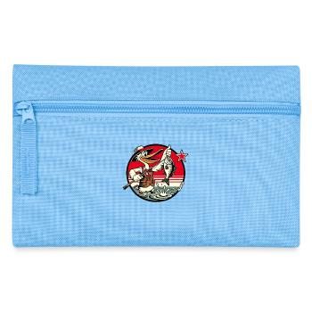Pelikan Vogel Angler mit Angel und Fisch - Federtasche - Hellblau - Vorne
