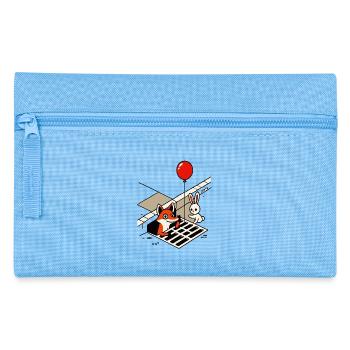 It's funny fox with balloon and rabbit in the drain - Pencil Case - light blue - Front