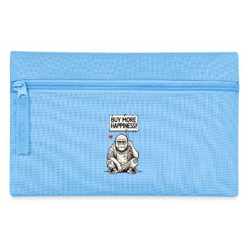 Satirischer Gorilla mit Schild: Kauft mehr Glück - Federtasche - Hellblau - Vorne