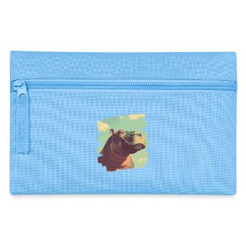 Nilpferd Retro - Federtasche - Hellblau - Vorne