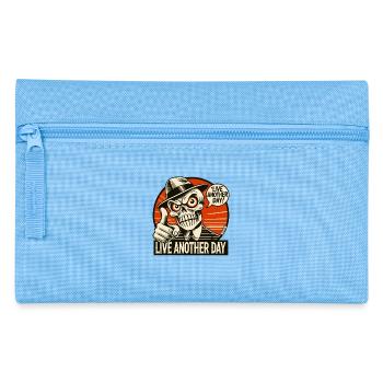 Live another day, saying by Mr. Skull - Pencil Case - light blue - Front