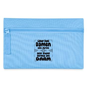 Zwei Damen im Arm Humor Lustig Spruch Mann Party - Federtasche - Hellblau - Vorne
