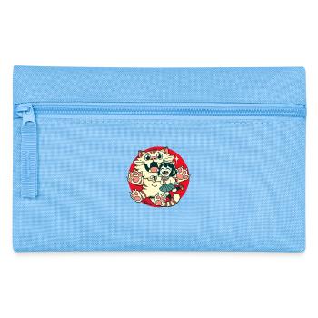 Chat géant et petite fille chat - Trousse - bleu clair - Devant