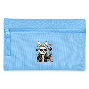 Rockmusik-Hase mit Vintage-Karotten-Mikrofon - Federtasche - Hellblau - Vorne