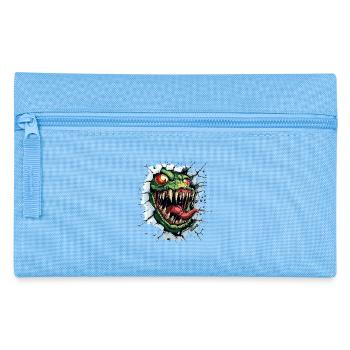 Wild monster breaks through the wall - Pencil Case - light blue - Front