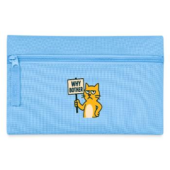 genervte Cartoon Katze: Wozu die Mühe machen - Federtasche - Hellblau - Vorne