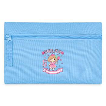 Prinzessin Geburtstagshirt Endlich 8 Jahre Mädchen - Federtasche - Hellblau - Vorne