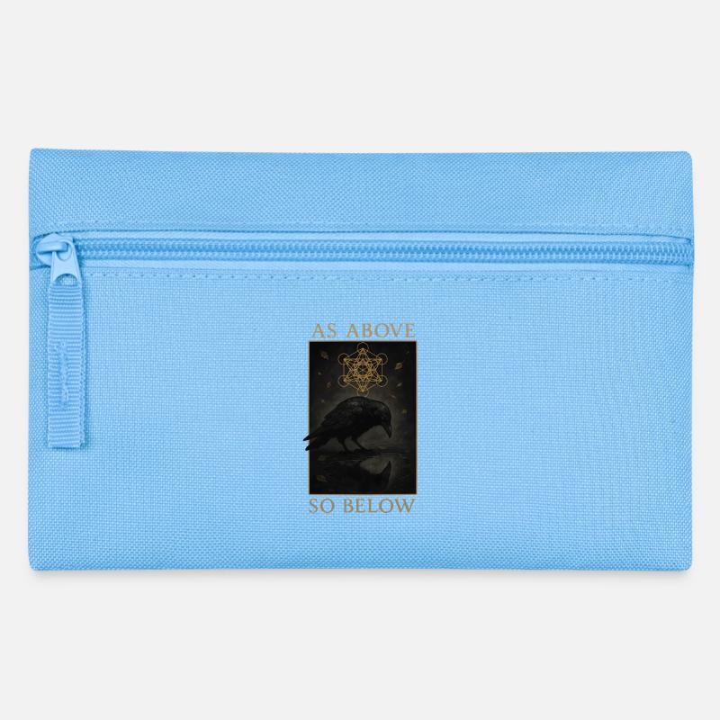 As Above So Below Raven Metatron's Cube Art - Pencil Case - light blue