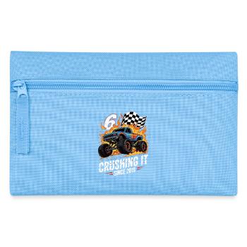 6th Birthday Monster Truck – Crushing It 2019 - Pencil Case - light blue - Front