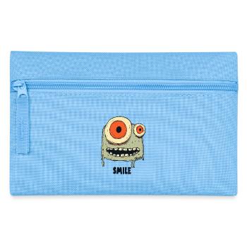 Grinning monster with two eyes: Smile! - Pencil Case - light blue - Front