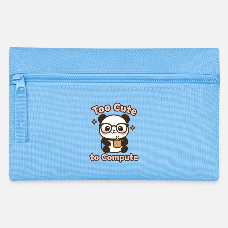 Cute panda with glasses and coffee cup - Pencil Case - light blue