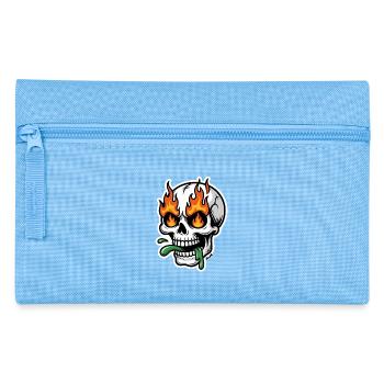Crâne de flammes avec de la bave verte dans la bouche - Trousse - bleu clair - Devant