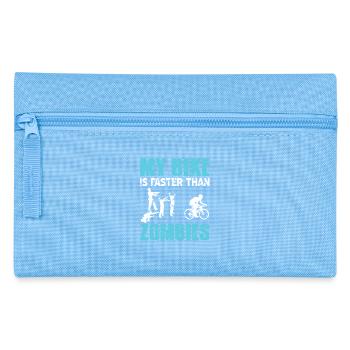 My Bike Is Faster Than Zombies Funny Rider - Pencil Case - light blue - Front
