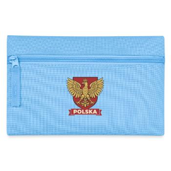 Polska Golden Eagle Wappen auf rotem Schild - Federtasche - Hellblau - Vorne