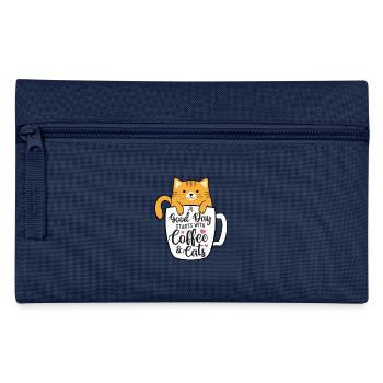 Good Day Starts With Coffee And Cats - Pencil Case - light blue - Front