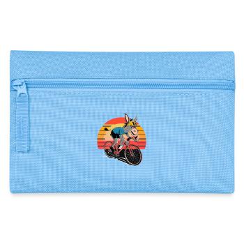 Funny Donkey Cyclist Sunset - Pencil Case - light blue - Front
