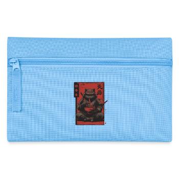 Samurai Cat Ramen Japan Streetwear Design - Pencil Case - light blue - Front