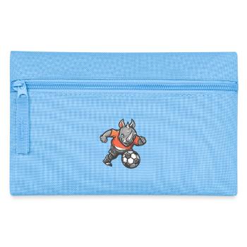 Rhino Football Hero in Orange Shirt - Pencil Case - light blue - Front