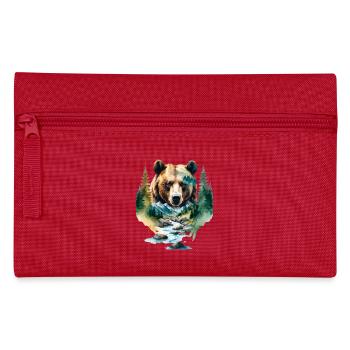 Watercolor Forest Bear - Pencil Case - red - Front