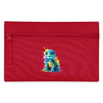 Bunte Schildkröte mit Farbspritzern - Federtasche - Rot - Vorne