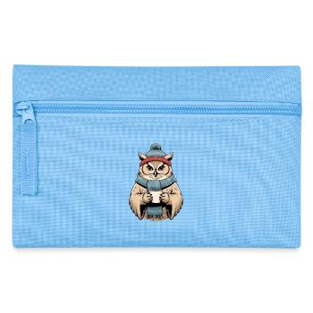 Wintereule mit Schal und Tasse - Federtasche - Hellblau - Vorne