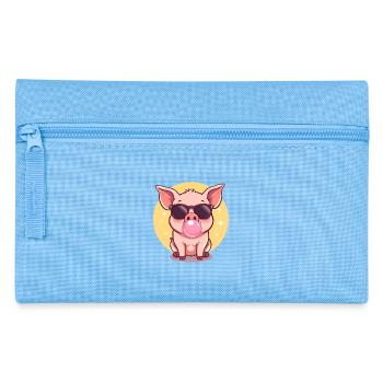 Sonnenbrillen Schwein mit Kaugummi  - Federtasche - Hellblau - Vorne